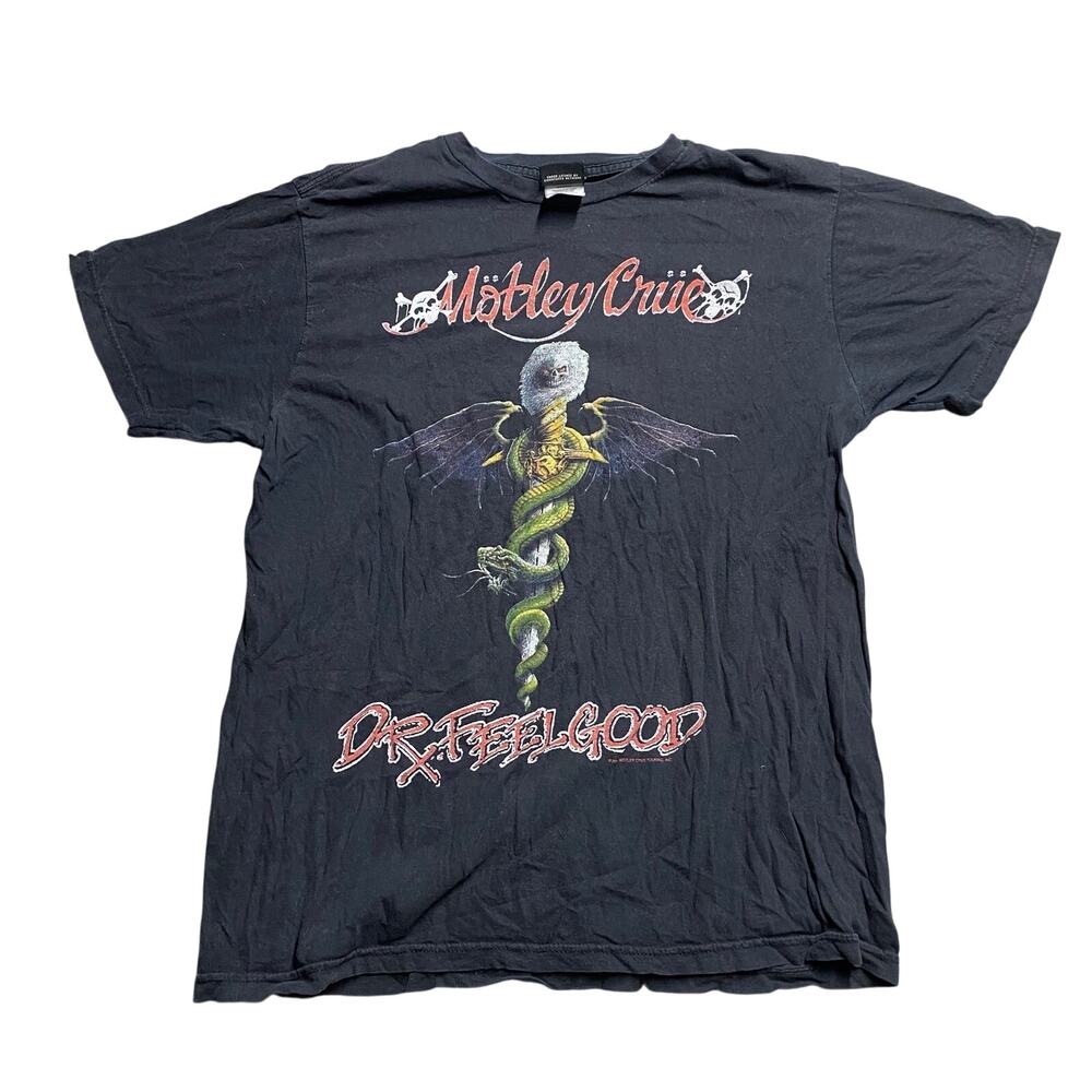 Y2K Motley Crue Dr Feelgood Graphic Band Tee Size Large Winterland License Punk
